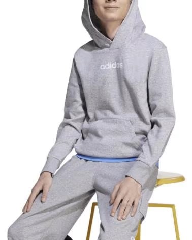FELPA CON CAPPUCCIO ADIDAS LINEAR FLEECE GRIGIO IB4070