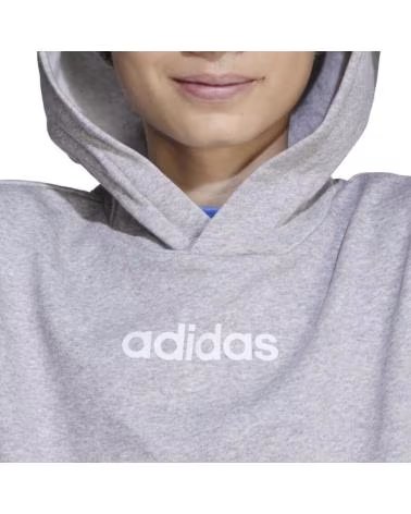 FELPA CON CAPPUCCIO ADIDAS LINEAR FLEECE GRIGIO IB4070