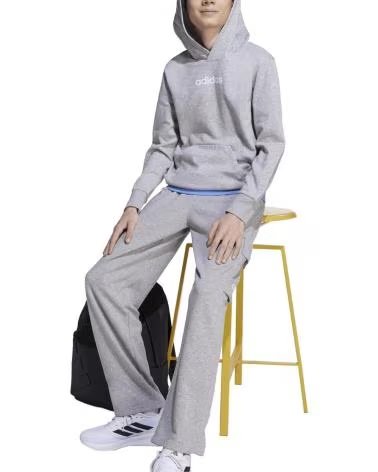 FELPA CON CAPPUCCIO ADIDAS LINEAR FLEECE GRIGIO IB4070