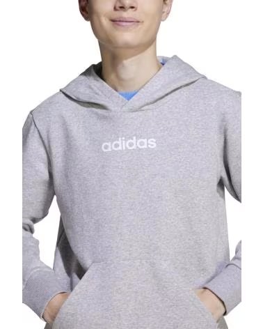 FELPA CON CAPPUCCIO ADIDAS LINEAR FLEECE GRIGIO IB4070