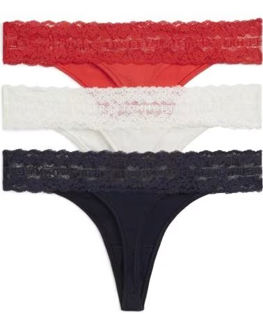 TOMMY HILFIGER PACK DE TANGAS TOMMY HILFIGER CON CINTURA DE ENCAJE 0WE