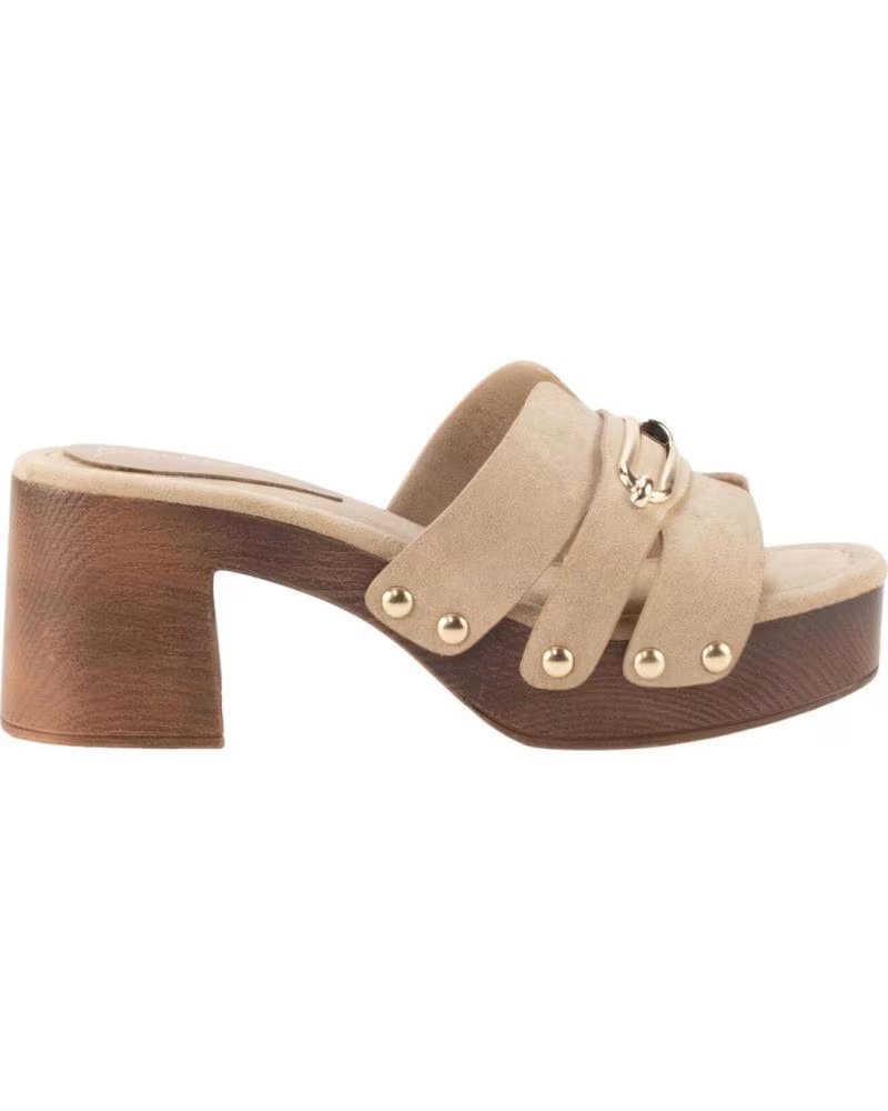 KESLEM SANDÁLIA HLG588-510 TAUPE COM SALTO EFEITO MADEIRA