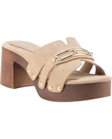KESLEM SANDÁLIA HLG588-510 TAUPE COM SALTO EFEITO MADEIRA