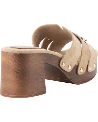 KESLEM SANDÁLIA HLG588-510 TAUPE COM SALTO EFEITO MADEIRA