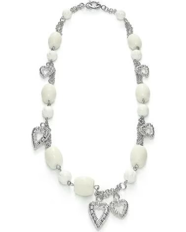 FOLLI FOLLIE COLLAR 4N0F048W CON DIJES DE CORAZÓN Y CUENTAS