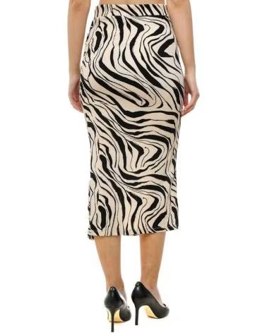 VERO MODA FALDA MIDI CON ESTAMPADO ANIMAL Y DETALLE FRUNCIDO BEIGE