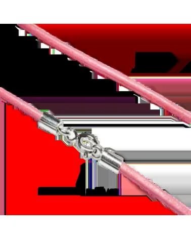 MINOPLATA CORDON DE PIEL ROSA CLARO Y PLATA DE LEY 40 CM