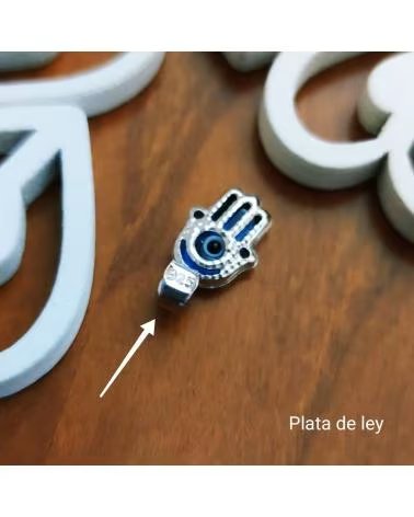 MINOPLATA COLGANTE MANO DE FÁTIMA CON OJO TURCO EN PLATA DE LEY