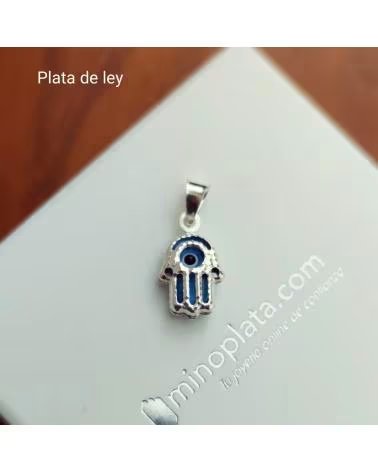 MINOPLATA COLGANTE MANO DE FÁTIMA CON OJO TURCO EN PLATA DE LEY