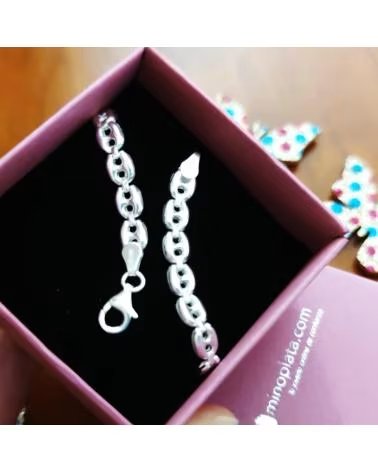 MINOPLATA PULSERA DE ESLABONES CALABROTE EN PLATA DE LEY