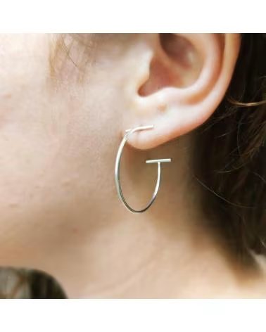 MINOPLATA PENDIENTES DE ARO KARMA CON BARRA EN PLATA DE LEY 28 MM