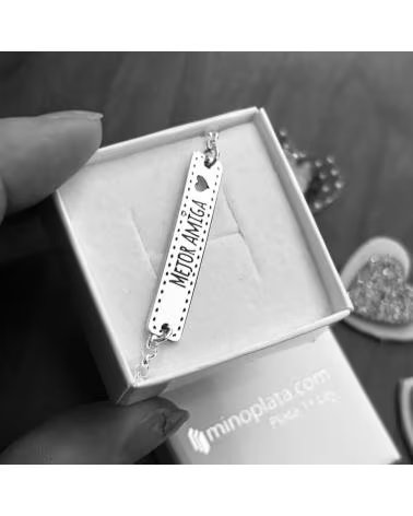 MINOPLATA PULSERA EN PLATA CON MENSAJE GRABADO MEJOR AMIGA