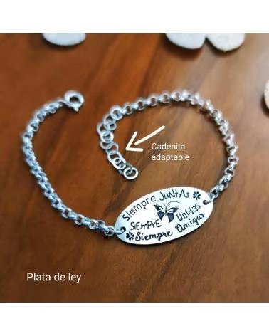 MINOPLATA PULSERA PARA AMIGAS EN PLATA DE LEY SIEMPRE JUNTAS