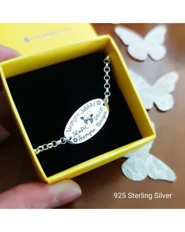 MINOPLATA PULSERA PARA AMIGAS EN PLATA DE LEY SIEMPRE JUNTAS
