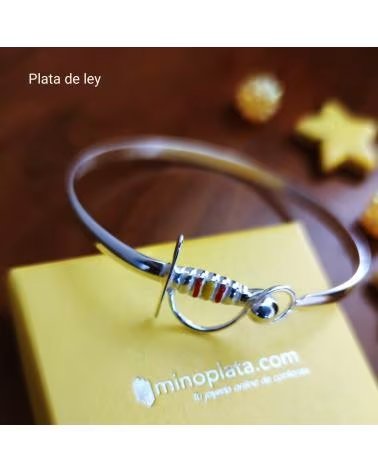MINOPLATA BRAZALETE ESTOQUE DE PLATA DE LEY CON LA BANDERA DE ESPANA