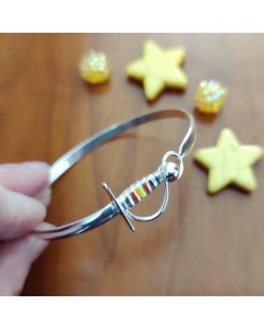 MINOPLATA BRAZALETE ESTOQUE DE PLATA DE LEY CON LA BANDERA DE ESPANA