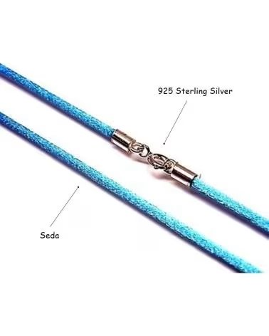 MINOPLATA CORDÓN DE SEDA AZUL CLARO CON CIERRE DE PLATA DE LEY
