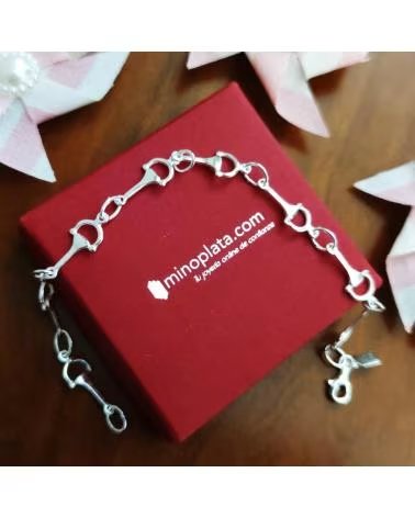 MINOPLATA PULSERA DE PLATA DE LEY CON ESLABONES DE ESTRIBO