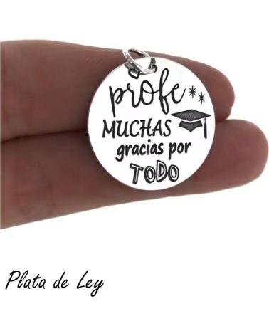 MINOPLATA COLGANTE DE PLATA ´PROFE MUCHAS GRACIAS POR TODO´