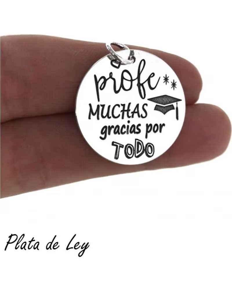 MINOPLATA COLGANTE DE PLATA ´PROFE MUCHAS GRACIAS POR TODO´