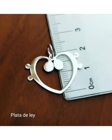 MINOPLATA COLGANTE CLAVES DE FA CORAZON DE PLATA DE LEY