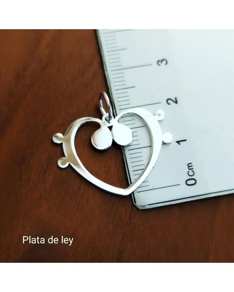 MINOPLATA COLGANTE CLAVES DE FA CORAZON DE PLATA DE LEY
