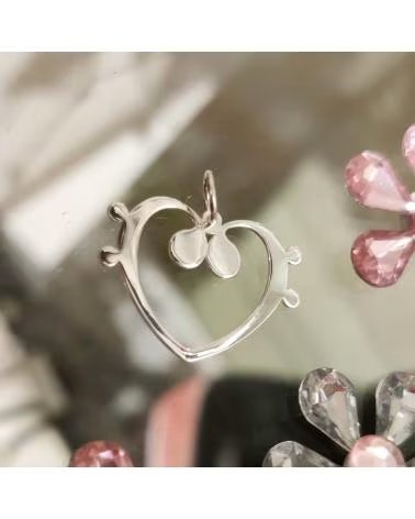 MINOPLATA COLGANTE CLAVES DE FA CORAZON DE PLATA DE LEY