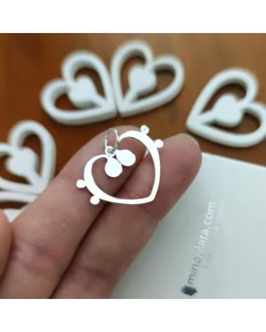 MINOPLATA COLGANTE CLAVES DE FA CORAZON DE PLATA DE LEY