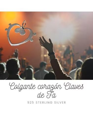 MINOPLATA COLGANTE CLAVES DE FA CORAZON DE PLATA DE LEY