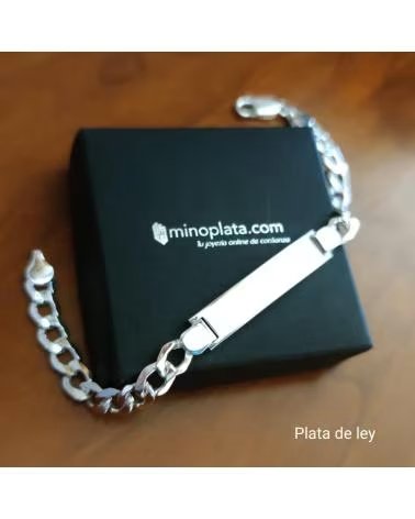 MINOPLATA ESCLAVA EN PLATA DE LEY ESLABONES BARBADOS HUECOS 19 CM