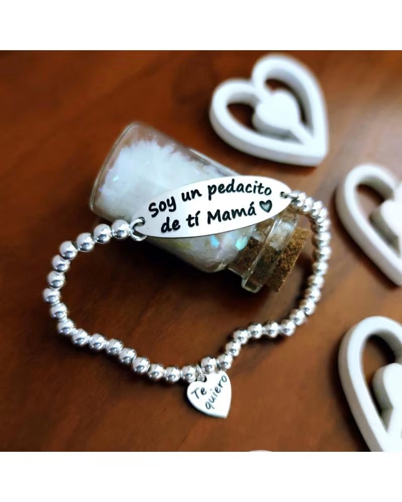 MINOPLATA PULSERA DE PLATA SOY UN PEDACITO DE TI MAMÁ
