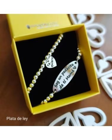 MINOPLATA PULSERA DE PLATA SOY UN PEDACITO DE TI MAMÁ
