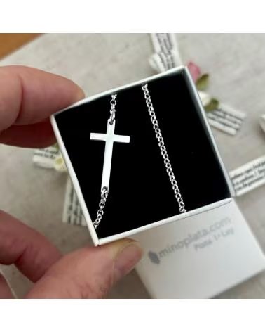 MINOPLATA GARGANTILLA DE PLATA CON CRUZ TUMBADA