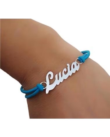 MINOPLATA PULSERA ELÁSTICA CON NOMBRE PERSONALIZADO EN PLATA DE LEY