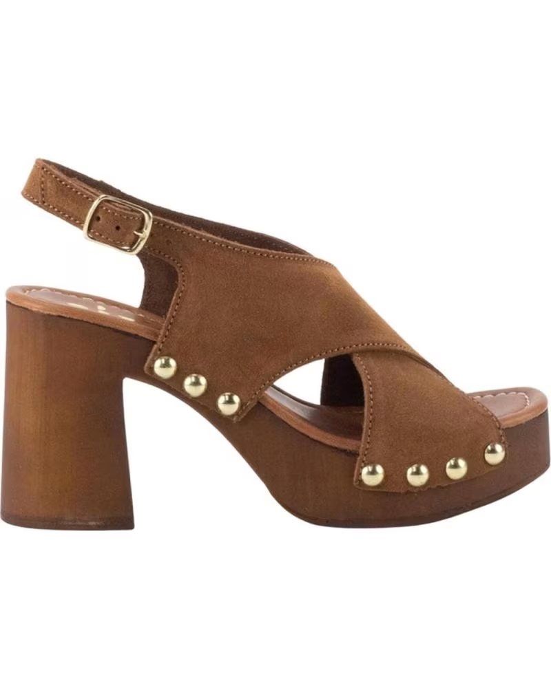 KESLEM SANDALI 8513 IN CAMOSCIO MARRONE CON PLATEAU MARRON