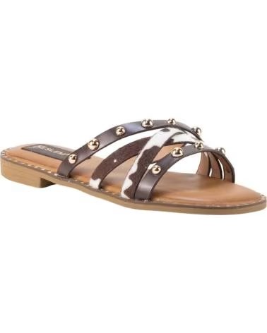 KESLEM SANDÁLIAS RASAS BC02 COM TACHAS E DETALHE ANIMAL PRINT MARRON