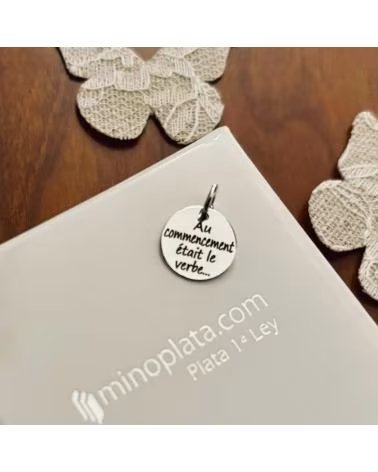 MINOPLATA COLGANTE PERSONALIZADO DISCO 12 MM EN PLATA DE LEY