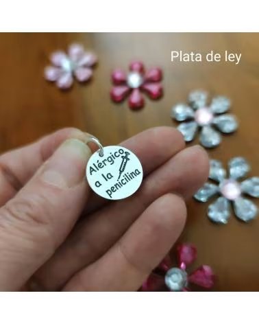 MINOPLATA COLGANTE DISCO DE PLATA 18MM GRABADO ALÉRGICO A LA PENICILINA