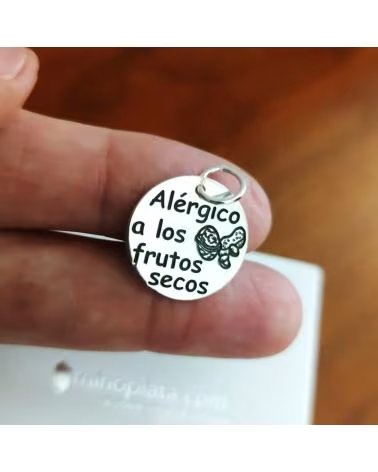 MINOPLATA PINGENTE DE PRATA 18 MM - ALÉRGICO A FRUTOS SECOS