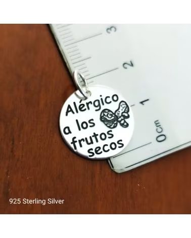 MINOPLATA PINGENTE DE PRATA 18 MM - ALÉRGICO A FRUTOS SECOS