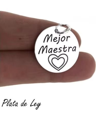 MINOPLATA COLGANTE MEJOR MAESTRA EN PLATA DE LEY 21 MM