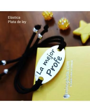 MINOPLATA PULSERA CON PLACA LA MEJOR PROFE EN PLATA DE LEY