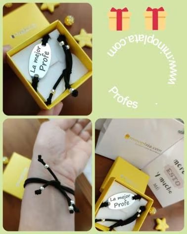 MINOPLATA PULSERA CON PLACA LA MEJOR PROFE EN PLATA DE LEY