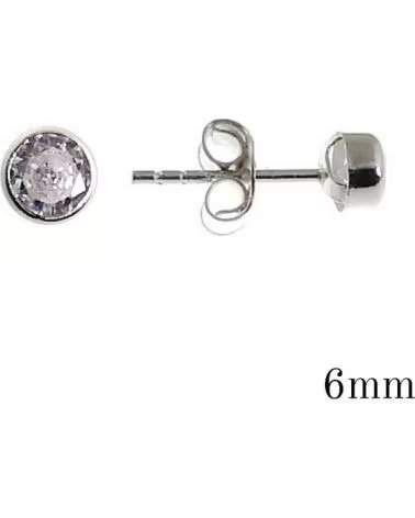 MINOPLATA PENDIENTES CHATON DE PLATA Y CIRCONITAS 6 MM