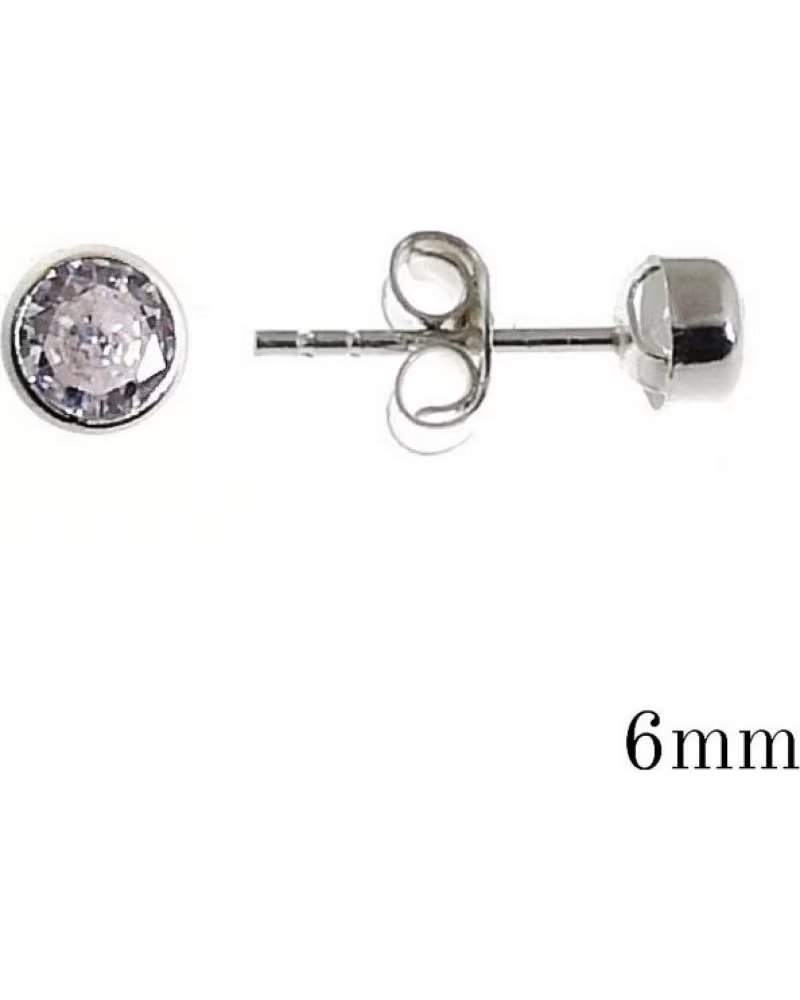 MINOPLATA PENDIENTES CHATON DE PLATA Y CIRCONITAS 6 MM