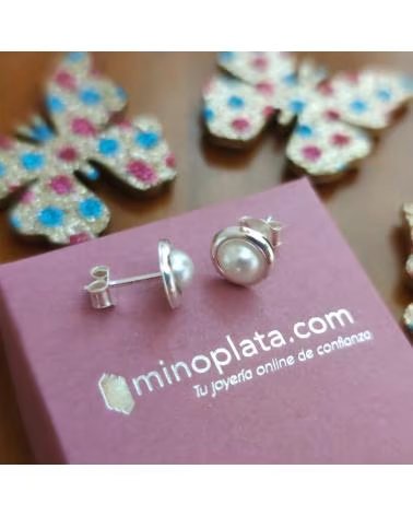 MINOPLATA PENDIENTES CON PERLA Y FILO DE PLATA DE LEY