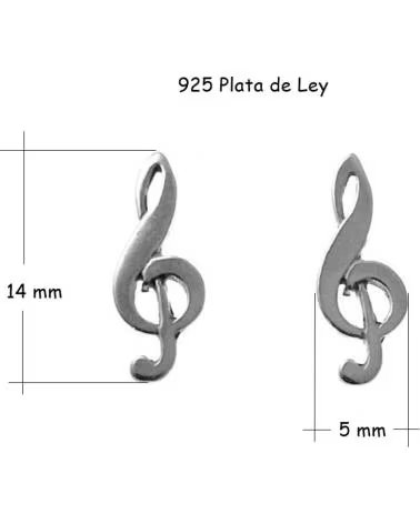 MINOPLATA PENDIENTES CLAVE DE SOL EN PLATA DE LEY 925