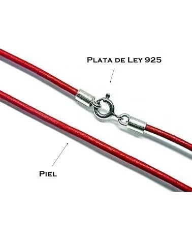 MINOPLATA GARGANTILLA DE CUERO ROJO CON CIERRE DE PLATA DE LEY 40 CM