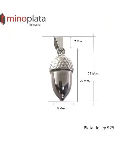 MINOPLATA COLGANTE BELLOTA DE PLATA DE LEY 20MM