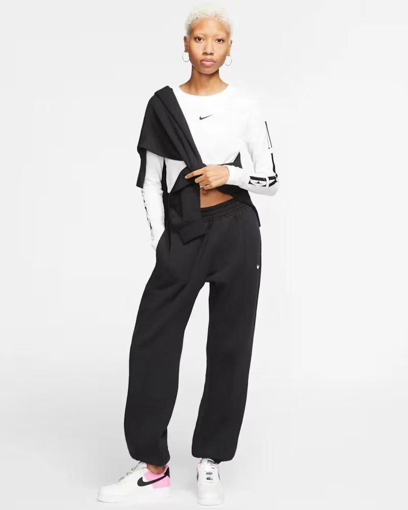 NIKE PANTALON LARGO SPORTSWEAR CHILL TERRY EN NEGRO PARA MUJER BLACK OR GREY
